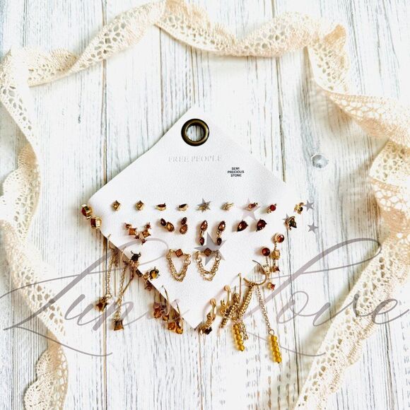 FREE PEOPLE Set For Life Stud Earring Set In Amber NWT - Picture 2 of 6